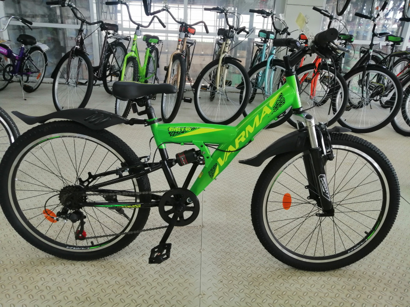 Велосипед 24" VARMA RIVEZ V40 24" р14 зелено-желтый 2-х п/с, 7ск.