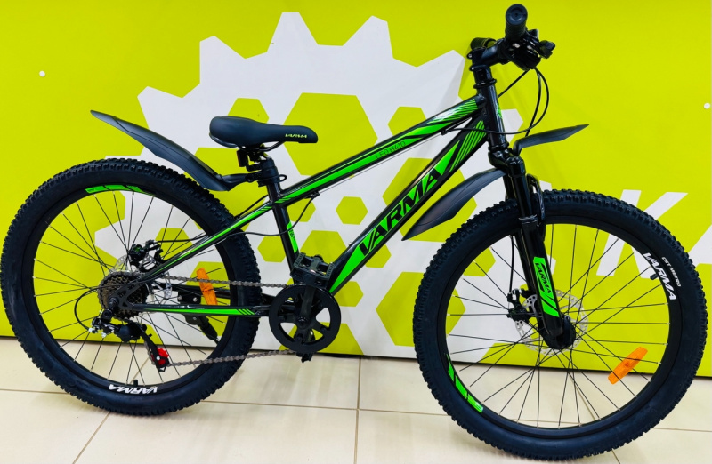 Велосипед 24" VARMA LEO H41D р.12,5 зелёно-чёрный 7 ск ст. 2025 (врм)