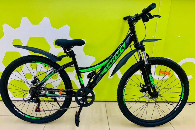 Велосипед 26" VARMA Denali H60D 26" р.15 черно-зеленый 7ск.ст 