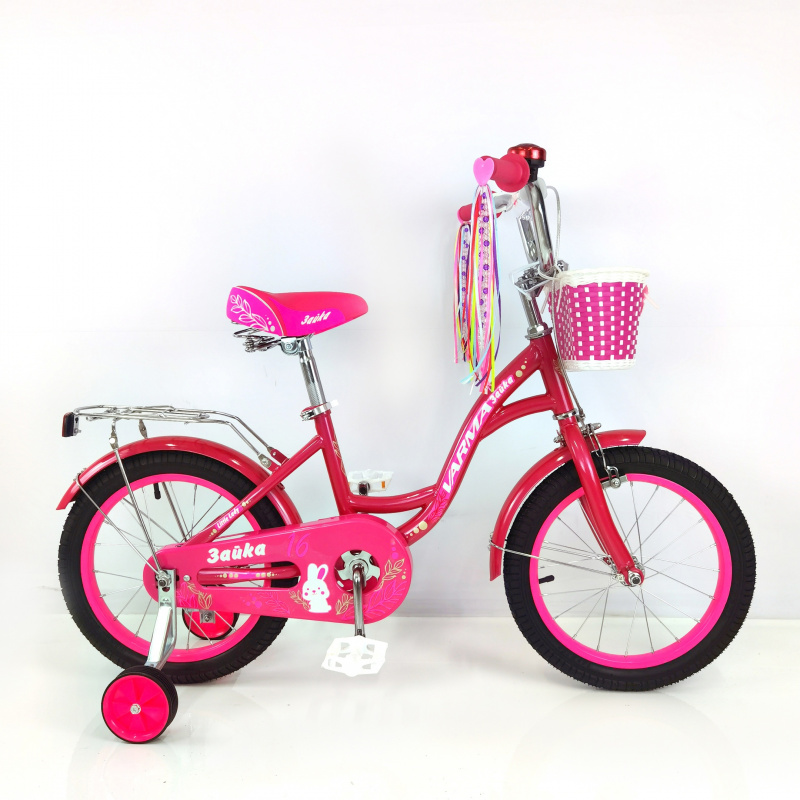 Велосипед 16" ЗАЙКА темно розовый передний тормоз